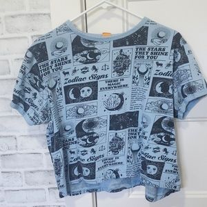 Blue zodiac signs crop top